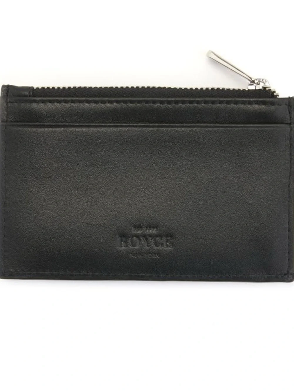ROYCE New York Black Leather Card & Zip Pocket Holder